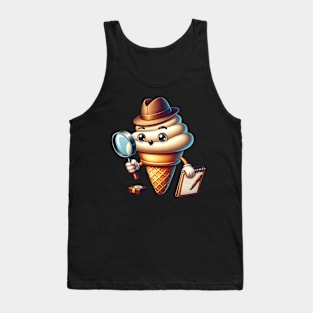 Detective Ice Cream Cone – Sweet Mystery Solver Sticker Tank Top